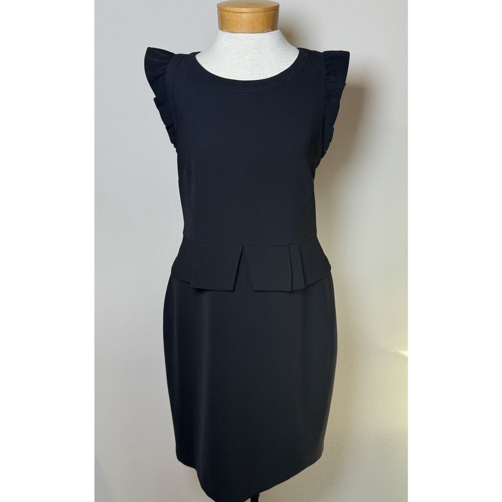 Express Black Ruffle Sleeve Peplum Midi Dress